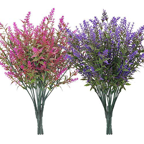 9 Bundles Artificial Flowers Outdoor UV Resistant Fake Plastic Flowers Faux 
